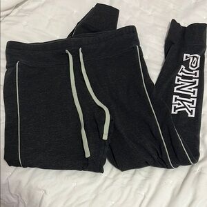 PINK Victoria's Secret Black Sweatpants with Sporty Stripes